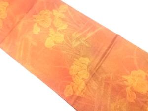 橋に花模様織り出し　袋帯